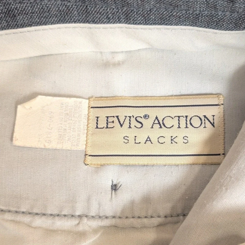 Vintage Levis Action Slacks Mens 35x32.5 Gray Dress Pants Trousers Straight Leg